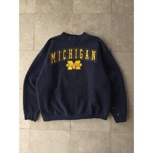 Vintage 90s University Of Michigan Wolverines Blue Crewneck Sweatshirt XL